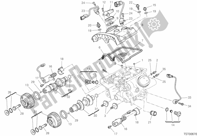 Todas as partes de Cabeça Do Cilindro Vertical - Cronometragem do Ducati Diavel 1260 Thailand 2020